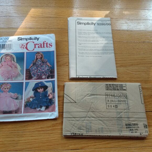 Vintage Doll Clothes Sewing Pattern Dress 12" to 22" Dolls Simplicity 9286 UNCUT - Picture 8 of 9